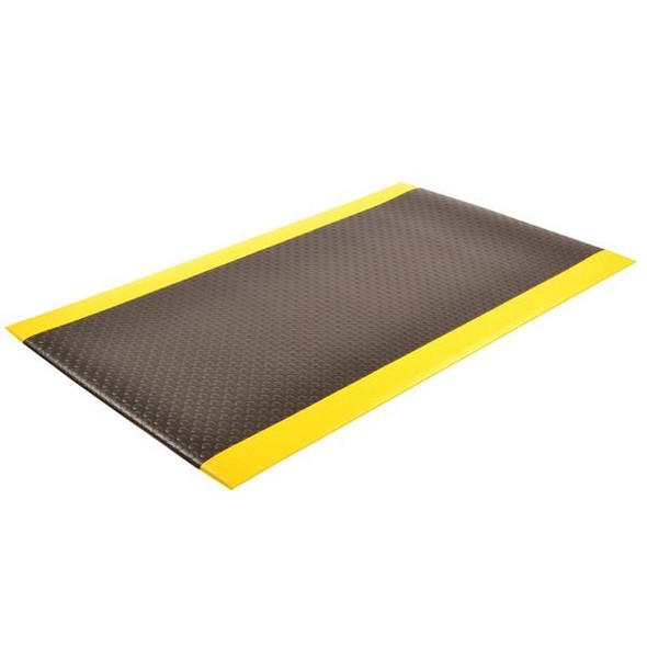 Antifatigue Mat, 5 ft. L x 3 ft. W, 1/2" Thickness, Closed Cell PVC Foam, Bubble, Black/Yellow