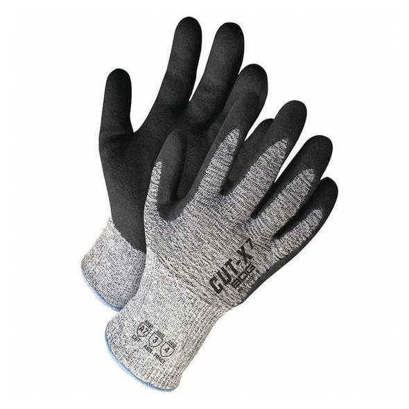 Cut-Resistant Coated Gloves, Cut Level A7 ,Dipped ,Nitrile ,Sandy ,M 1 PR