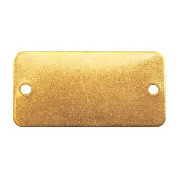 Blank Tag, Brass, 1 1/2 in H x 3 in W, Yellow, Rectangle, 100 PK