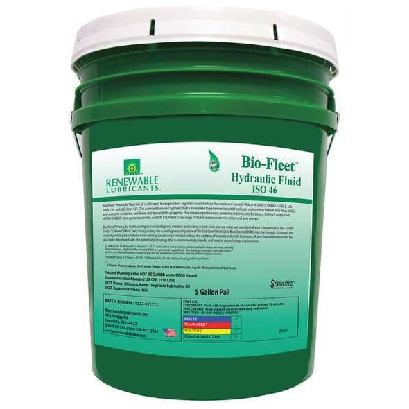 5 gal Pail, Hydraulic Oil, 46 ISO Viscosity, Not Specified SAE