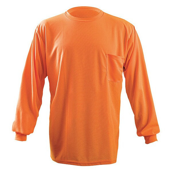 Unisex Long Sleeve T-Shirt, Polyester, Pullover, Orange, XL