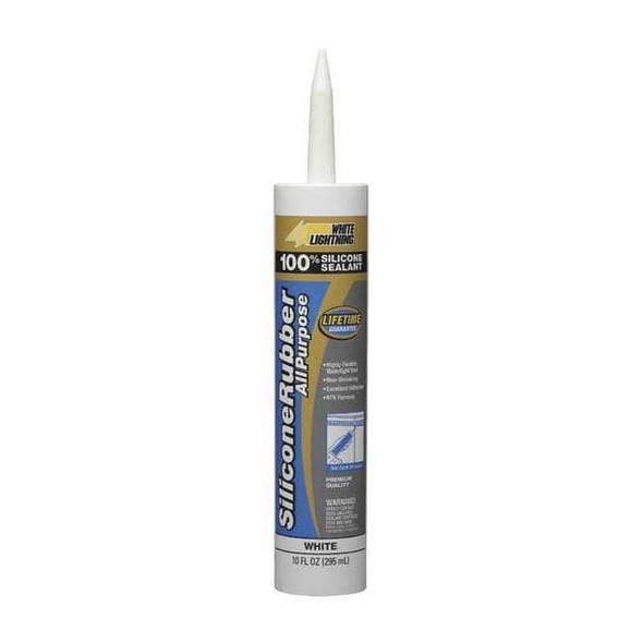 Multipurpose Silicone Sealant, 10 oz, White, Temp Range 400 Degrees F