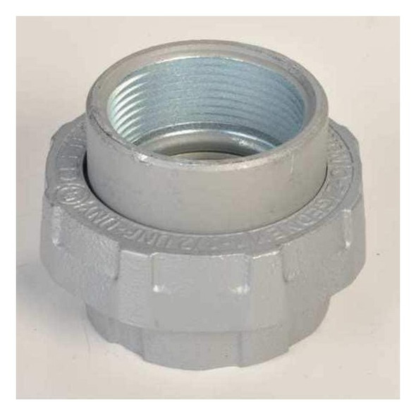 Rigid Union, 1-1/2 in, Threaded, Malleable Iron, Powder Coated, Silver