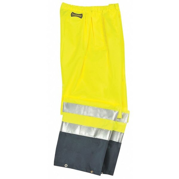 Rain Pants, Polyester/Polyurethane, 30 in Inseam, Drawstring Closure, Yellow, Size 3XL