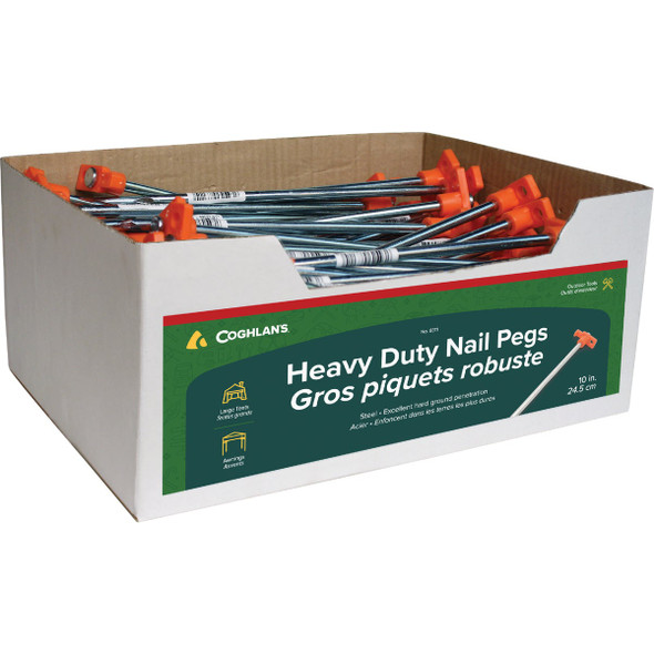 Coghlans 10 In. Steel Tent Nail Peg 8311 Pack of 100
