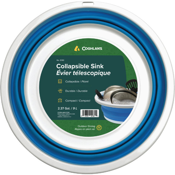 Coghlans 9 L. Blue & White Plastic Collapsible Sink 2082
