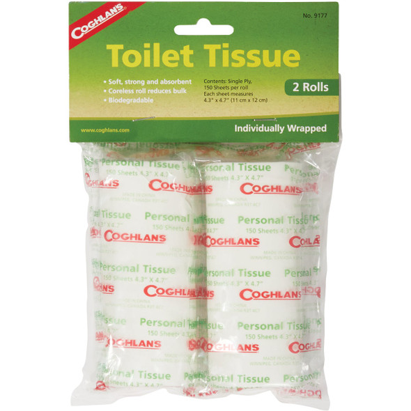 Coghlans 1-Ply Toilet Paper (2 Coreless Rolls) 9177