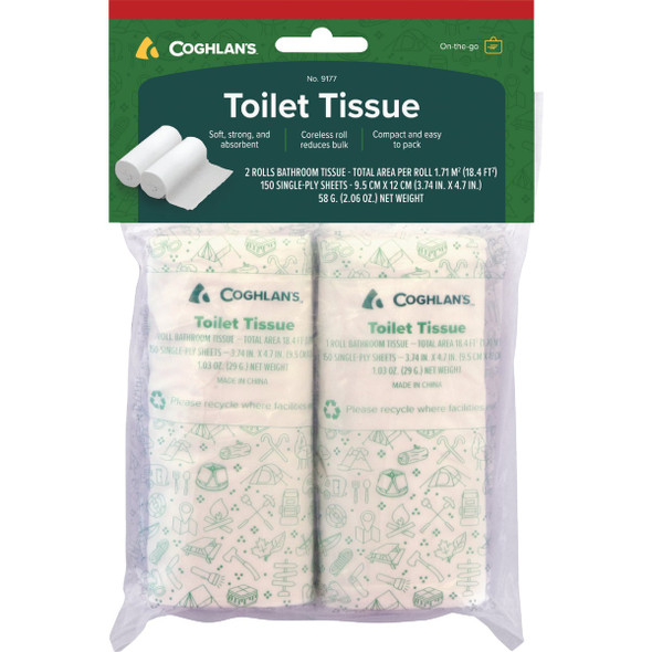 Coghlans 1-Ply Toilet Paper (2 Coreless Rolls) 9177