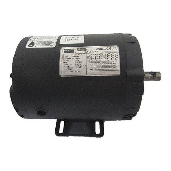 Three-Phase General Purpose Motor, 1 1/2 HP, 56C Frame, 230/460V AC Voltage, 3510 Nameplate RPM