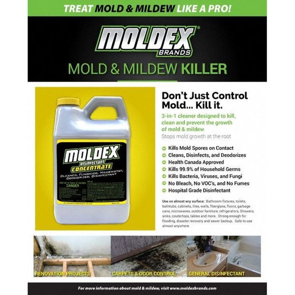Moldex Mold Mildew Remover, 64 oz, Jug, Liquid, Concentrate 5510