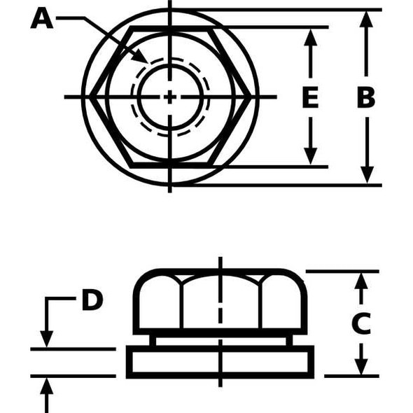Te-Co Flange Nut, M10-1.50, Steel, Not Graded, Black Oxide, 17 mm Hex Wd, 13 mm Hex Ht 61603