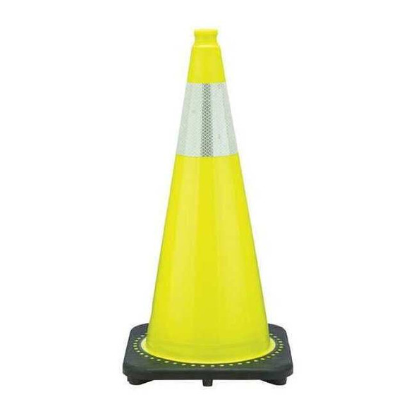Traffic Cone, PVC, High-Intensity Prismatic, 28 in Height, 7 lb, Lime