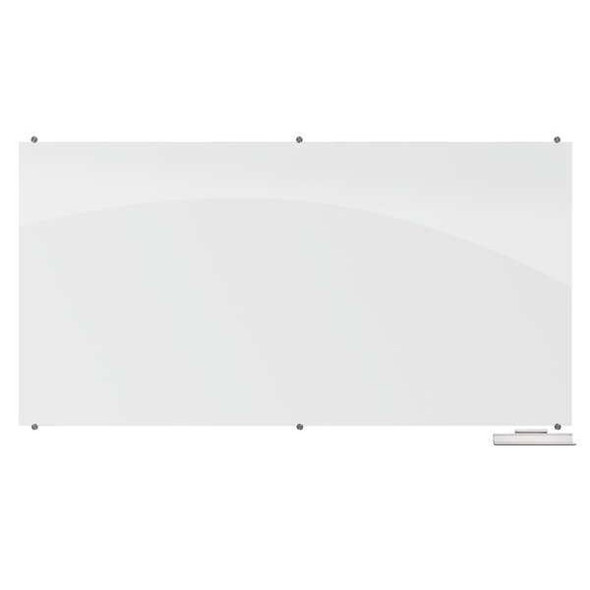 Mooreco Dry Erase Board, Glass, 48 in, 96 in, No Frame Frame, White, Gloss 83846