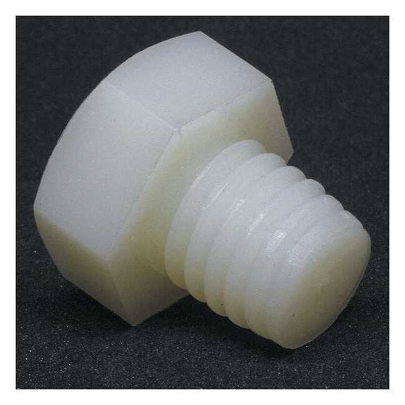 Not Graded, M10-1.50 Hex Head Cap Screw, Plain Nylon, 35 mm L, 10 PK