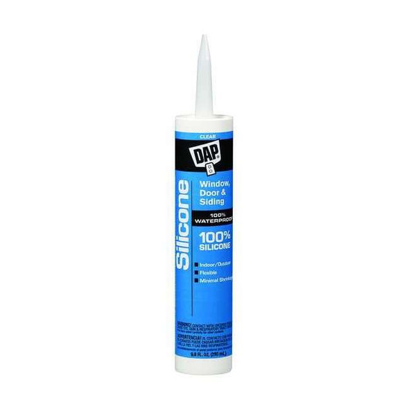 Silicone Sealant, 9.8 oz, Cartridge, Clear, Silicone Base, Window, Door & Siding