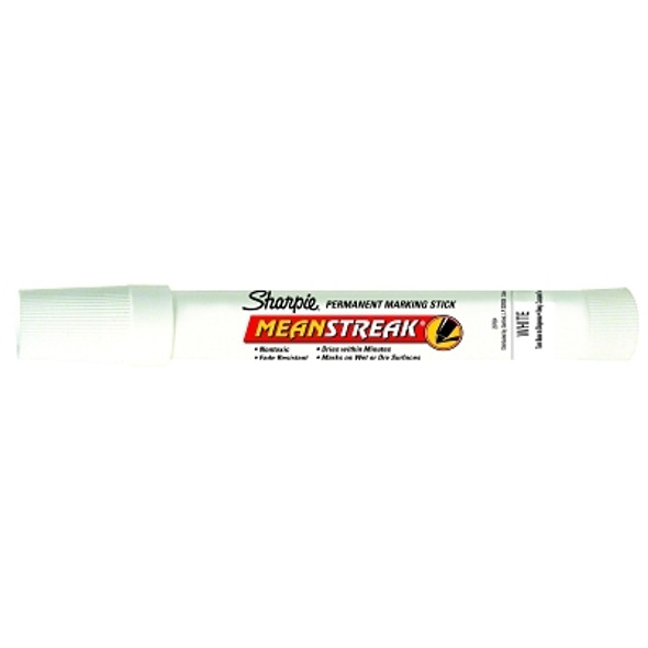 Mean Streak Permenant Marking Stick, White, Bullet Tip, 12 Count