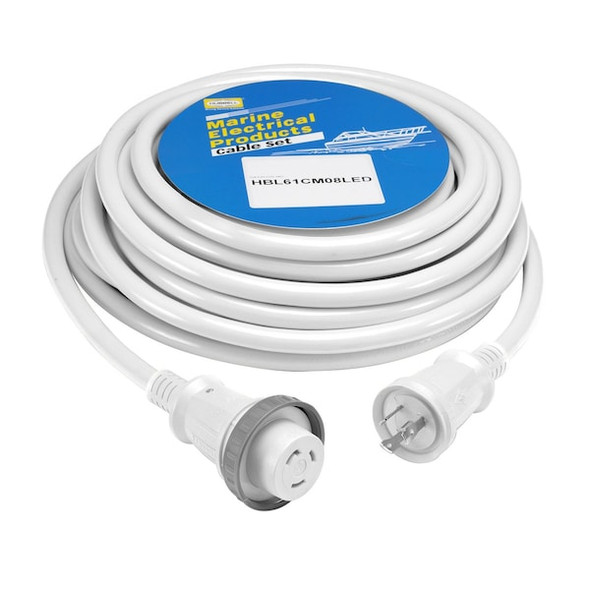 STW Extension Cord, 10 AWG, Outdoor, 10/3, 1 Outlets, L5-30R, White, PVC, L5-30P, 50 ft