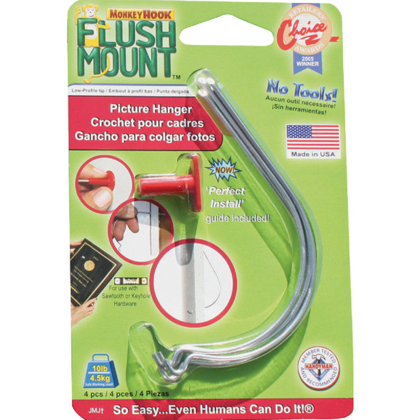 Monkey Hook Flush Mount Hanger with Perfect Install Guide (2-Count) 9985297