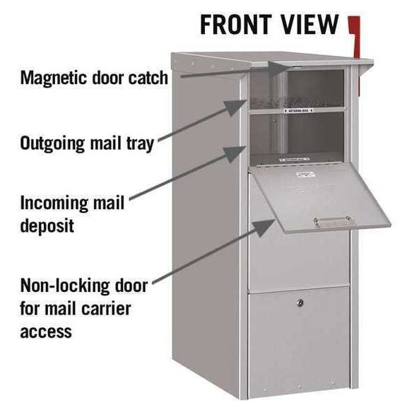 Salsbury Industries Drop Box, Gray, Powder Coated, 1 Doors, Recessed, Aluminum 4375SLV