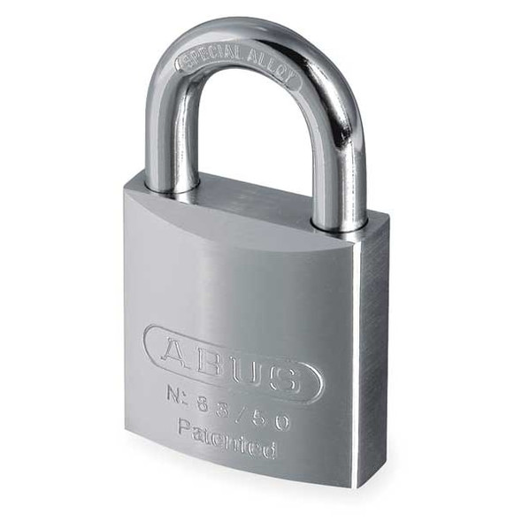 Abus Keyed Padlock, 59/64 in,Rectangle,Silver 83/50 RK KA-700