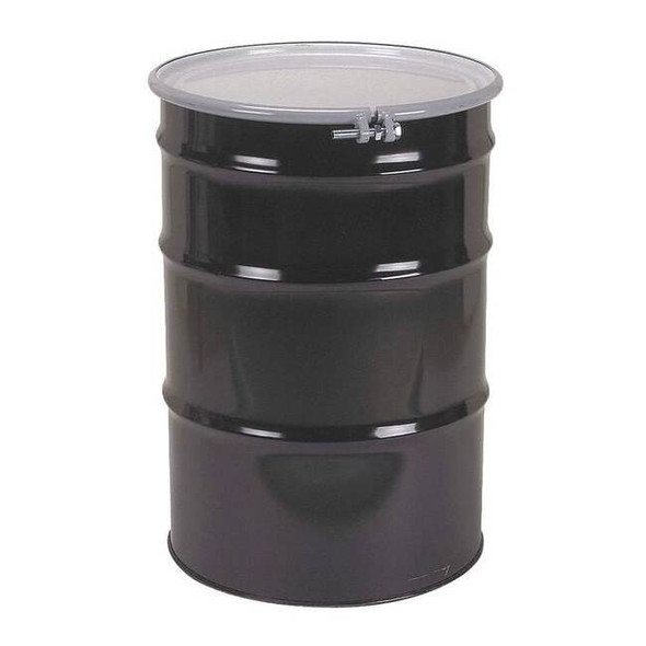 Open Head Transport Drum, Steel, 55 gal, Unlined, Black