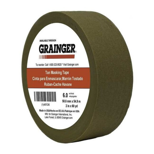 Packaging Tape, 2 in W x 60 yd L, 5.7 mil Thick, Tan, Rubber Adhesive