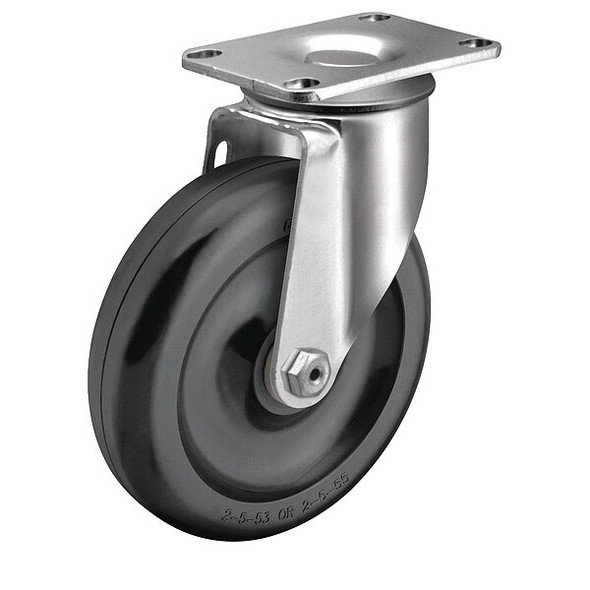 Colson Plate Caster,Swivel,Polyolefin,4 1/8"H 2.03356.52 Colson Plate Caster,Swivel,Polyolefin,4 1/8"H 2.03356.52