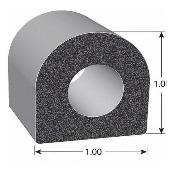 Trim-Lok Rubber Seal, D-Shaped, 1"W x 100ft. X1678HT-100