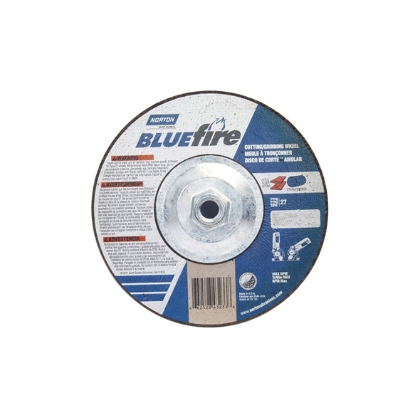 Bluefire® Type 27 Depressed Center Wheel, 7 in x 1/8 x 5/8-11, 24 Grit, Zirconia Alumina