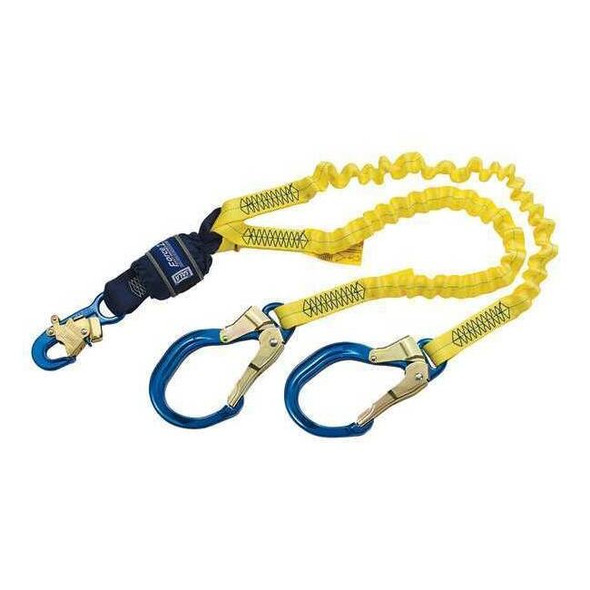 Force(TM)2 Shock Absorbing Lanyard, 6 ft. Length, Snap Hook, Aluminum, 2 Leg(s)