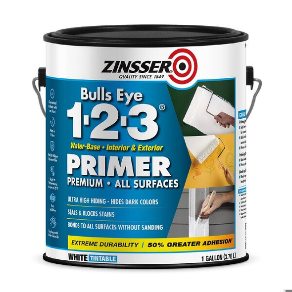 Zinsser Bulls Eye 1-2-3 Water Based Primer, White, 1 Gal. 2001