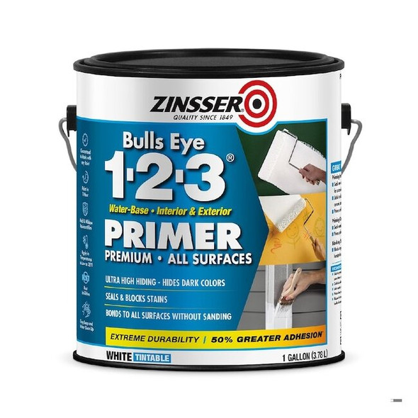 Zinsser Bulls Eye 1-2-3 Water Based Primer, White, 1 Gal. 2001