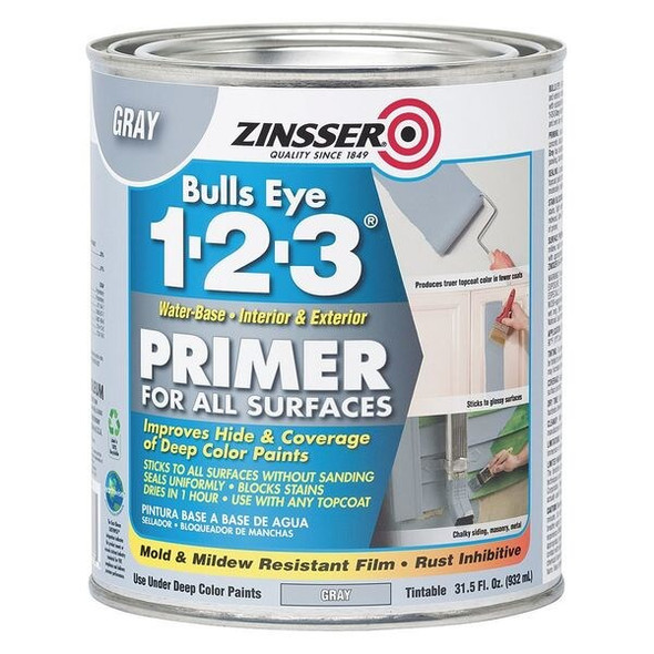 Zinsser Primer,Water,1 qt,Gray,Interior/Exterior 286258