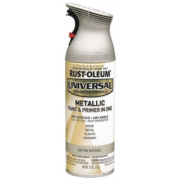 Rust-Oleum Spray Paint, Satin Nickel, Metallic, Solvent, 11 oz 249130