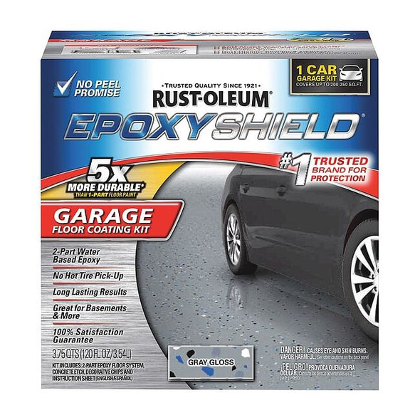 Rust-Oleum 120 fl oz Garage Floor Kit, Gloss Finish, Gray, Water Base 251965