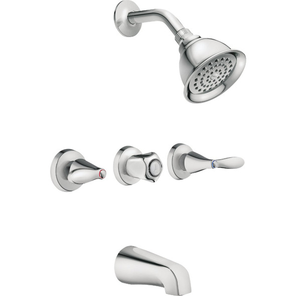 Moen Adler 3-Handle Lever Tub and Shower Faucet, Chrome 82663