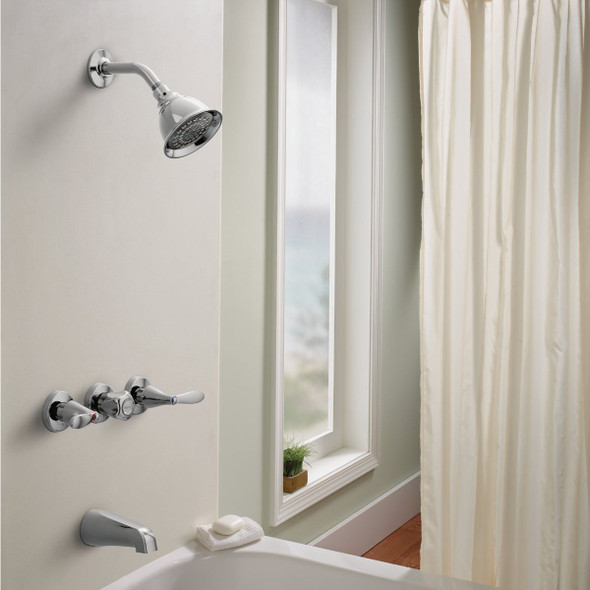 Moen Adler 3-Handle Lever Tub and Shower Faucet, Chrome Moen Adler 3-Handle Lever Tub and Shower Faucet, Chrome
