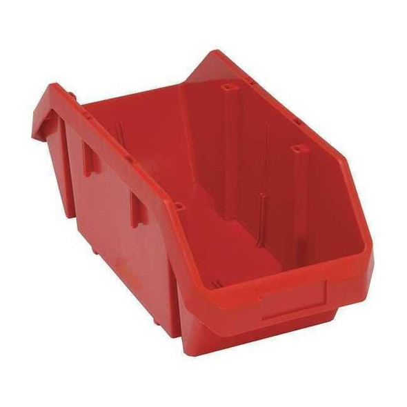 Hang & Stack Storage Bin, Plastic, Red, 7 in H, 8 3/8 in W, 18 1/2 in L