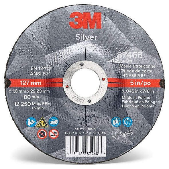 3m Abrasive Cut-Off Wheel,T27,5 in.,7/8 in. 87468 3m Abrasive Cut-Off Wheel,T27,5 in.,7/8 in. 87468