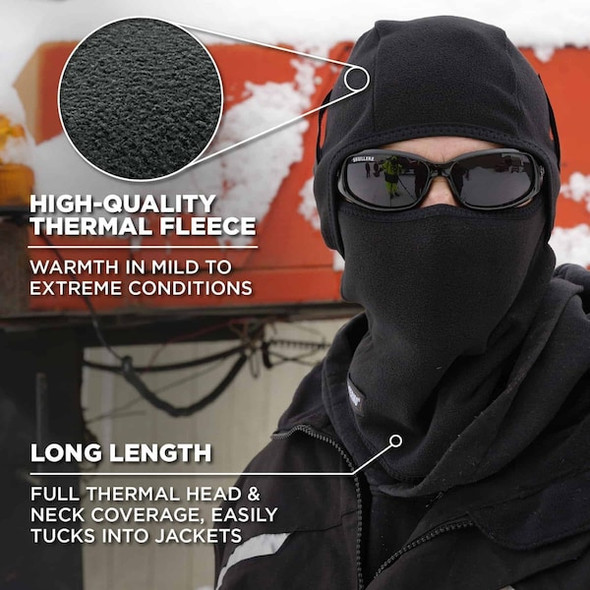 Ergodyne Balaclava,Black,Fleece 6826 Ergodyne Balaclava,Black,Fleece 6826