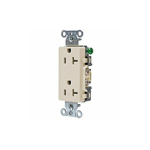 Hubbell Wiring Device-Kellems Recept,Light Almond,20 A,2P3W,Bk;Sd,1PK DR20LA