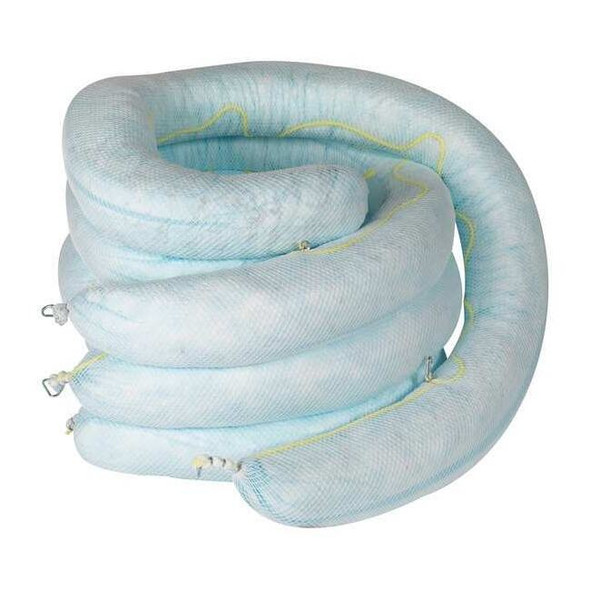 Brady Sorbent Boom, 65 gal, 8 in x 10 ft, Oil, Blue, 4 PK ENV810