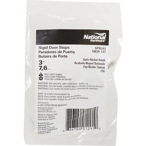 National Hardware Satin Nickel Rigid Door Stop N830-137 243365