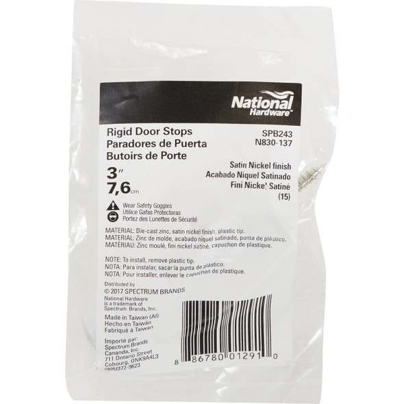 National Hardware Satin Nickel Rigid Door Stop N830-137 243365