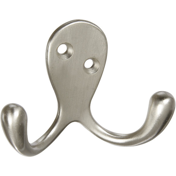 National Hardware Satin Nickel Double Clothes Hook N830-152