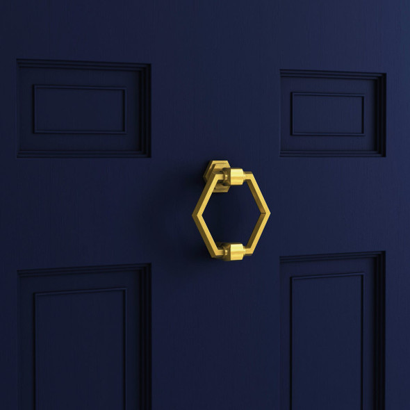 National Hardware Powell 4 In. Brushed Gold Door Knocker