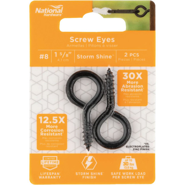 National Hardware 8 Lag Storm Shine Screw Eye (2-Count)