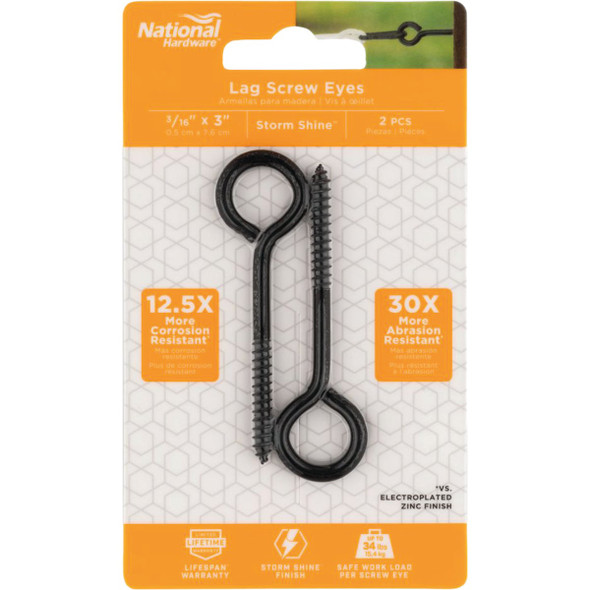 National Hardware 3/16 In. X 3 In. Storm Shine Lag Screw Eye (2-Count)
