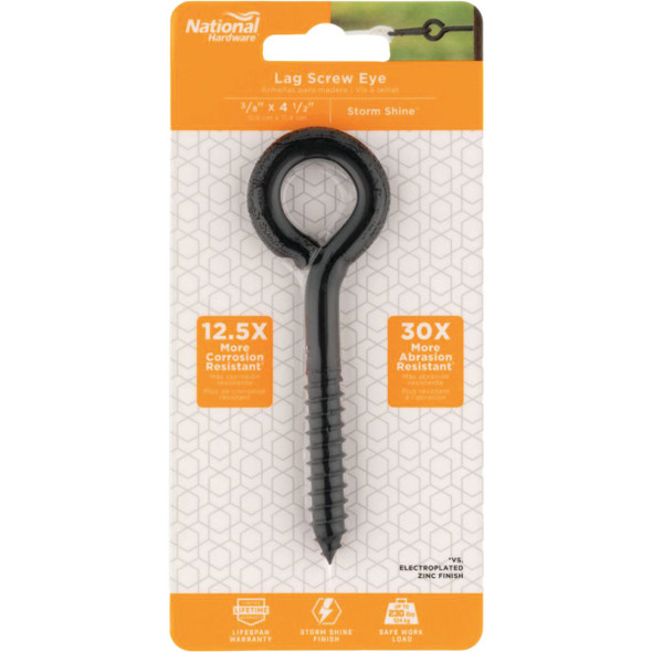 National Hardware 3/8 In. x 4-1/2 In. Storm Shine Lag Screw Eye