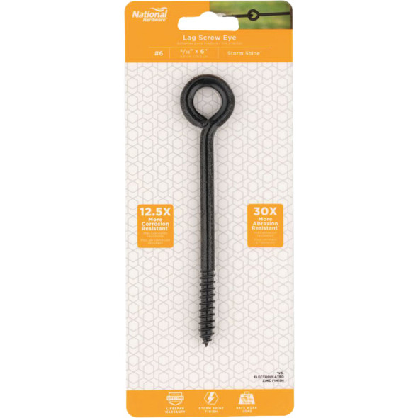 National Hardware 5-16 In. x 6 In. Storm Shine Lag Screw Eye N820-088 219573